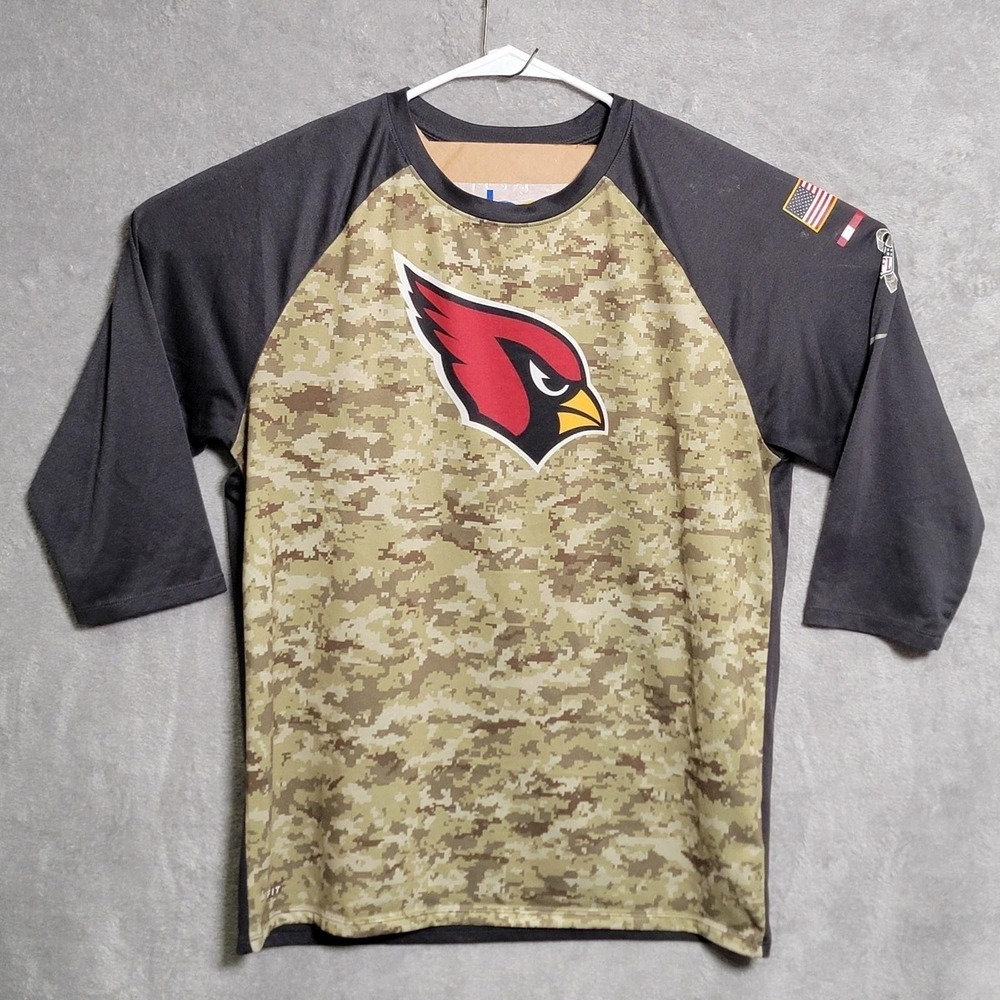 Arizona Cardinals Nike Shirt Mens Large Green 3/4 Sleeve Camo Salute to Service